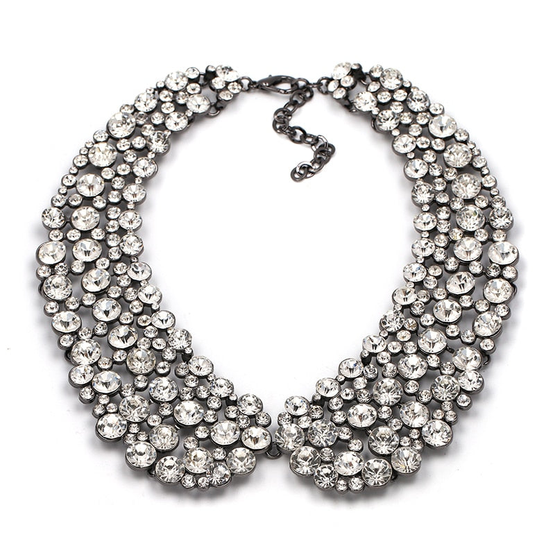 JURAN Fashion Crystal Collar-Style Necklace Choker Collar Bib Statement Simulated Pearl Necklaces for Women Jewelry Trend