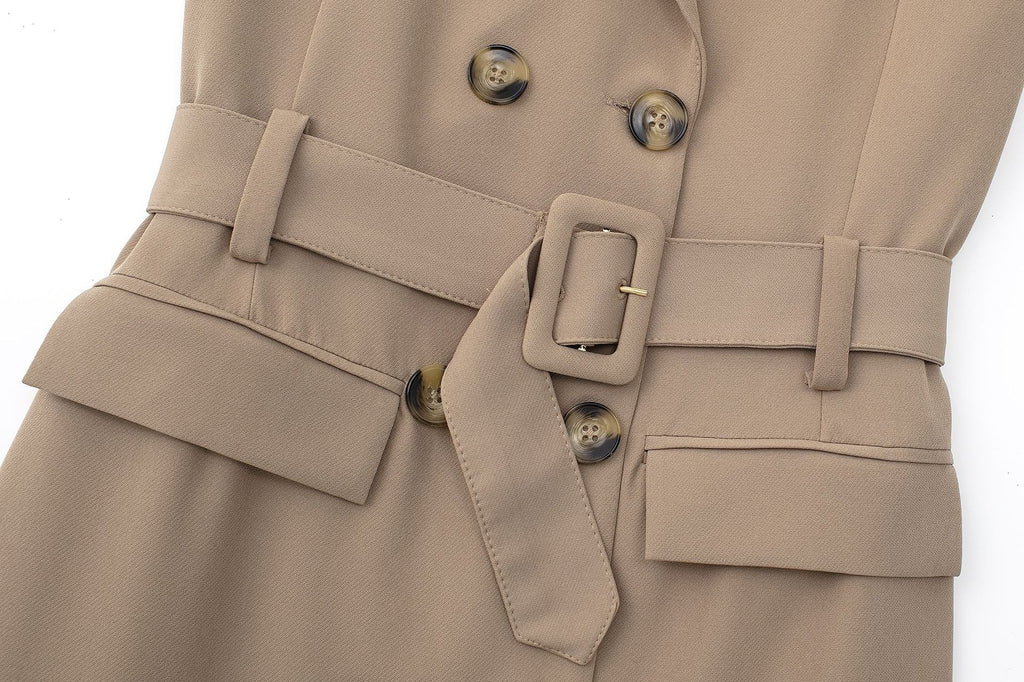 Belted Double-Breasted Trench Dress