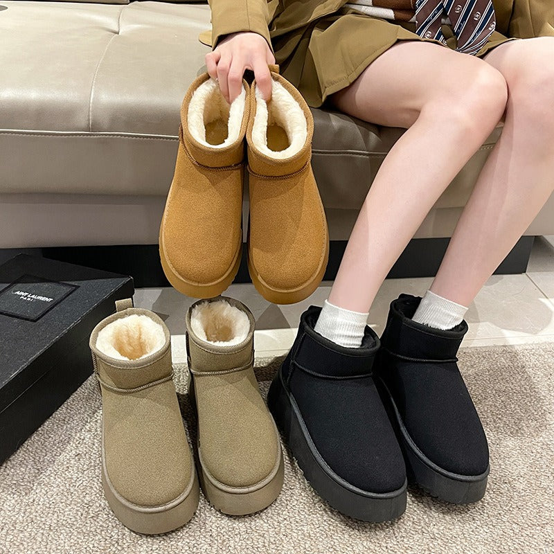 Fur-Lined Platform Ankle Boots