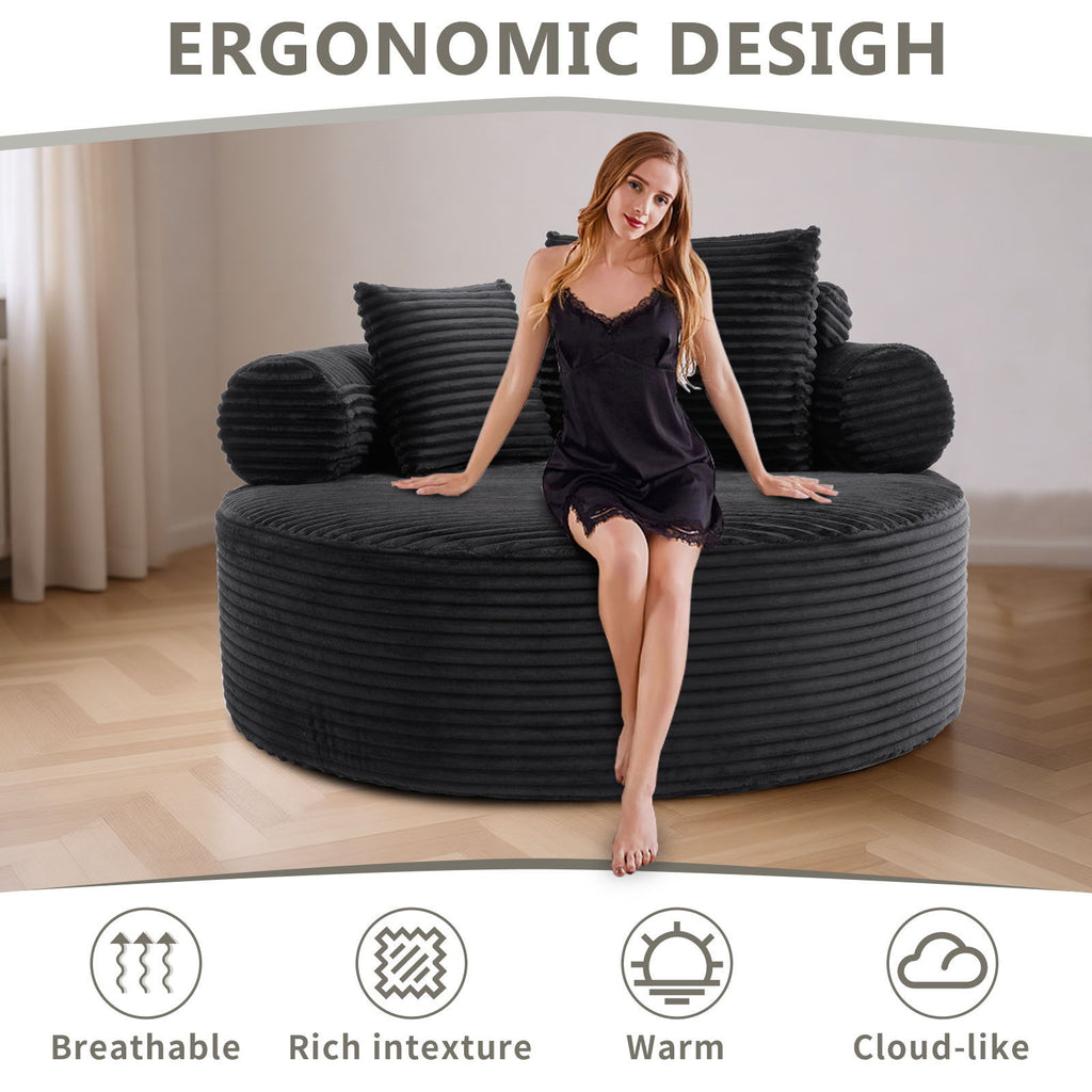 Round Sofa Bed with Memory Foam and 3 Pillows - Multiple Colors