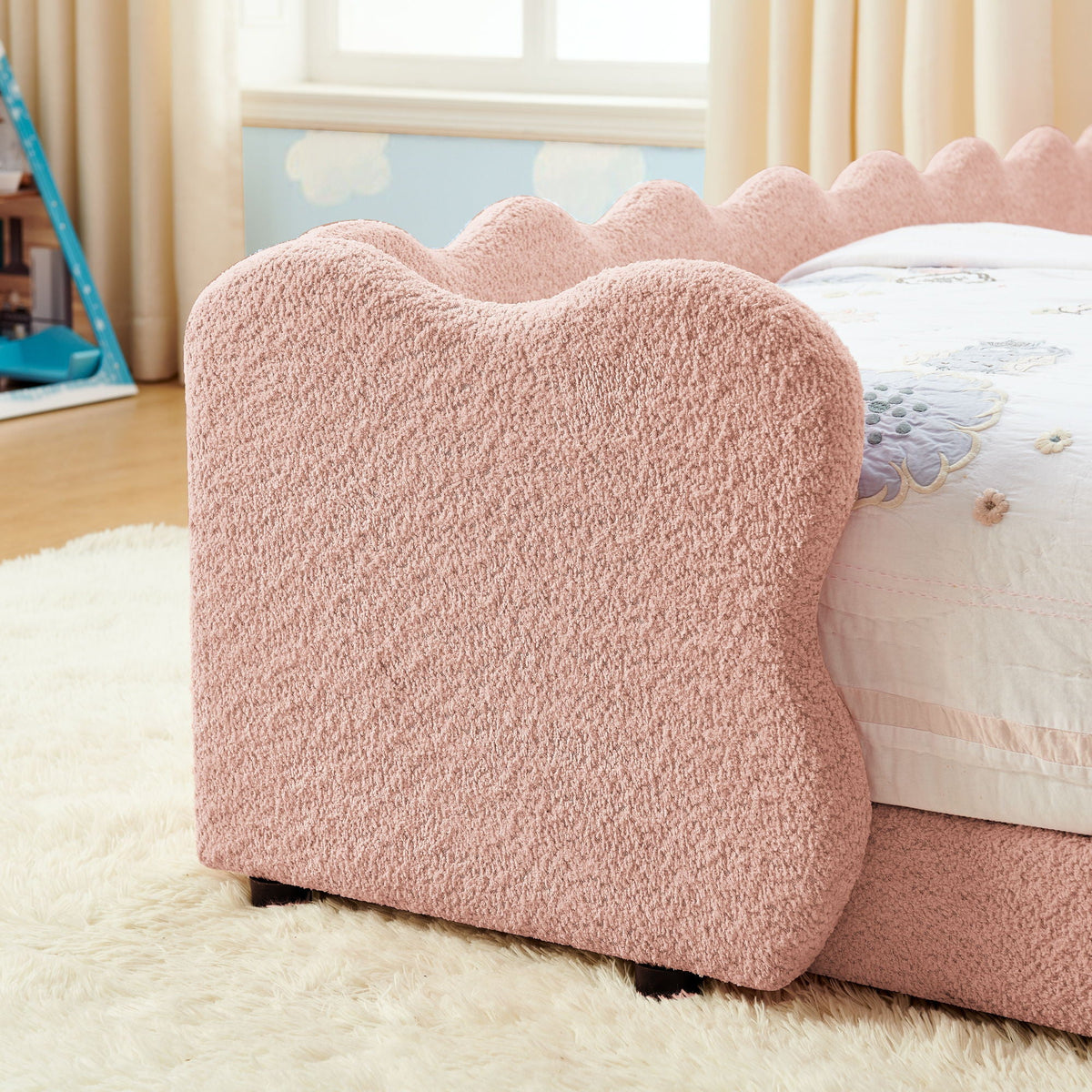 Dinosaur Shaped Toddler Bed with Safety Guardrail - Twin Upholstered Bed