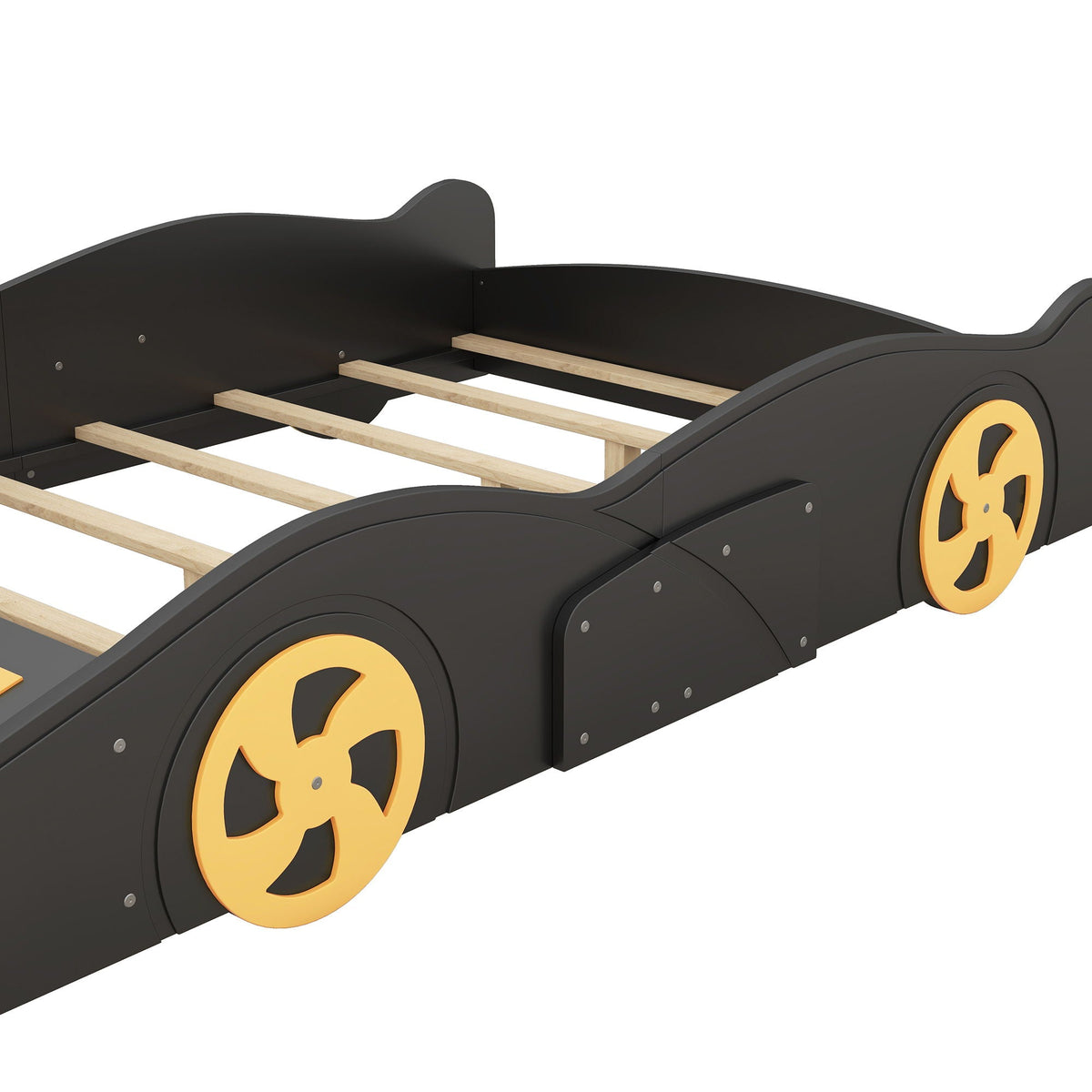 Race Car Platform Bed with Storage and Wheels - Black or Blue