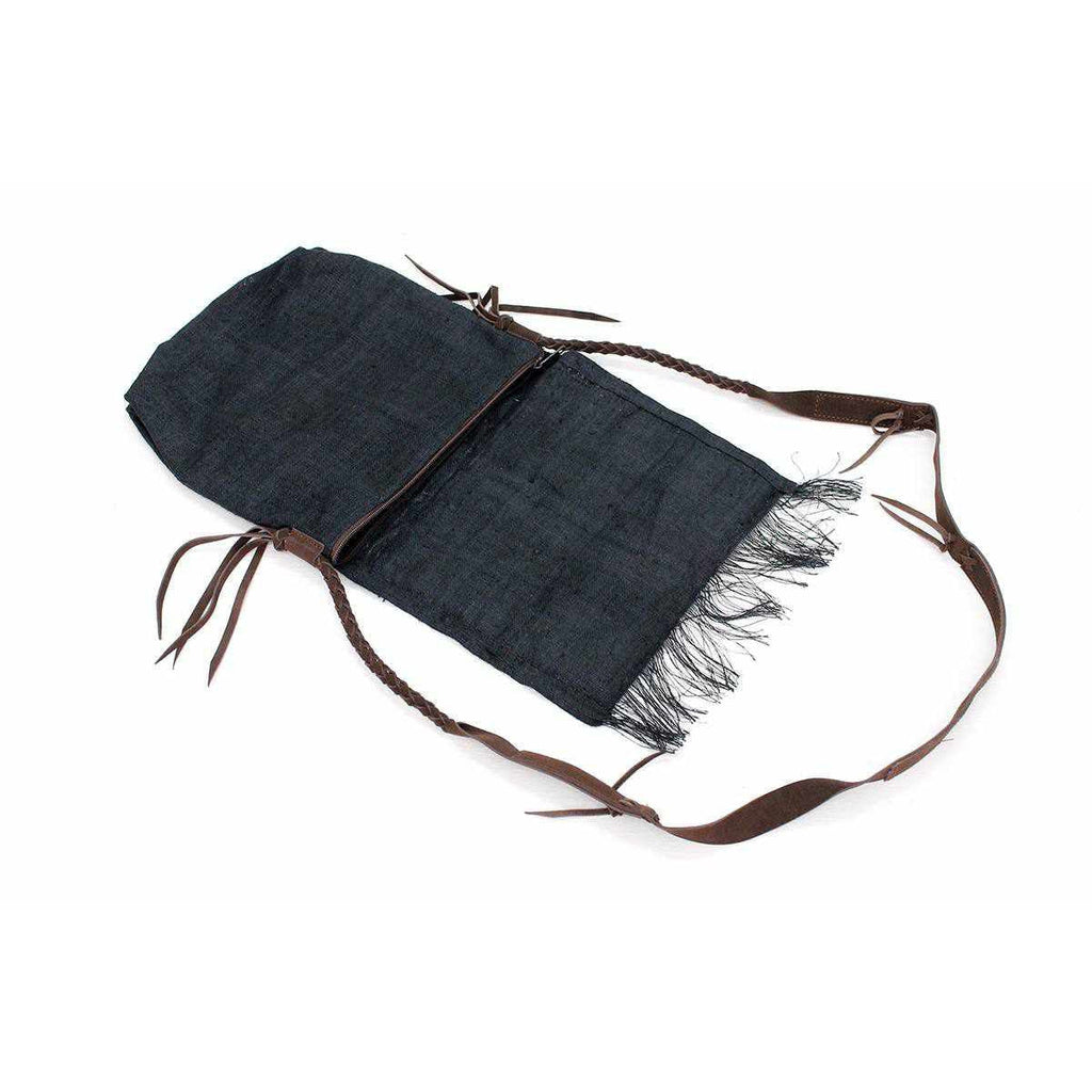 Hemp Diamond Cross-body Embroidered Fabric Purse - Thailand