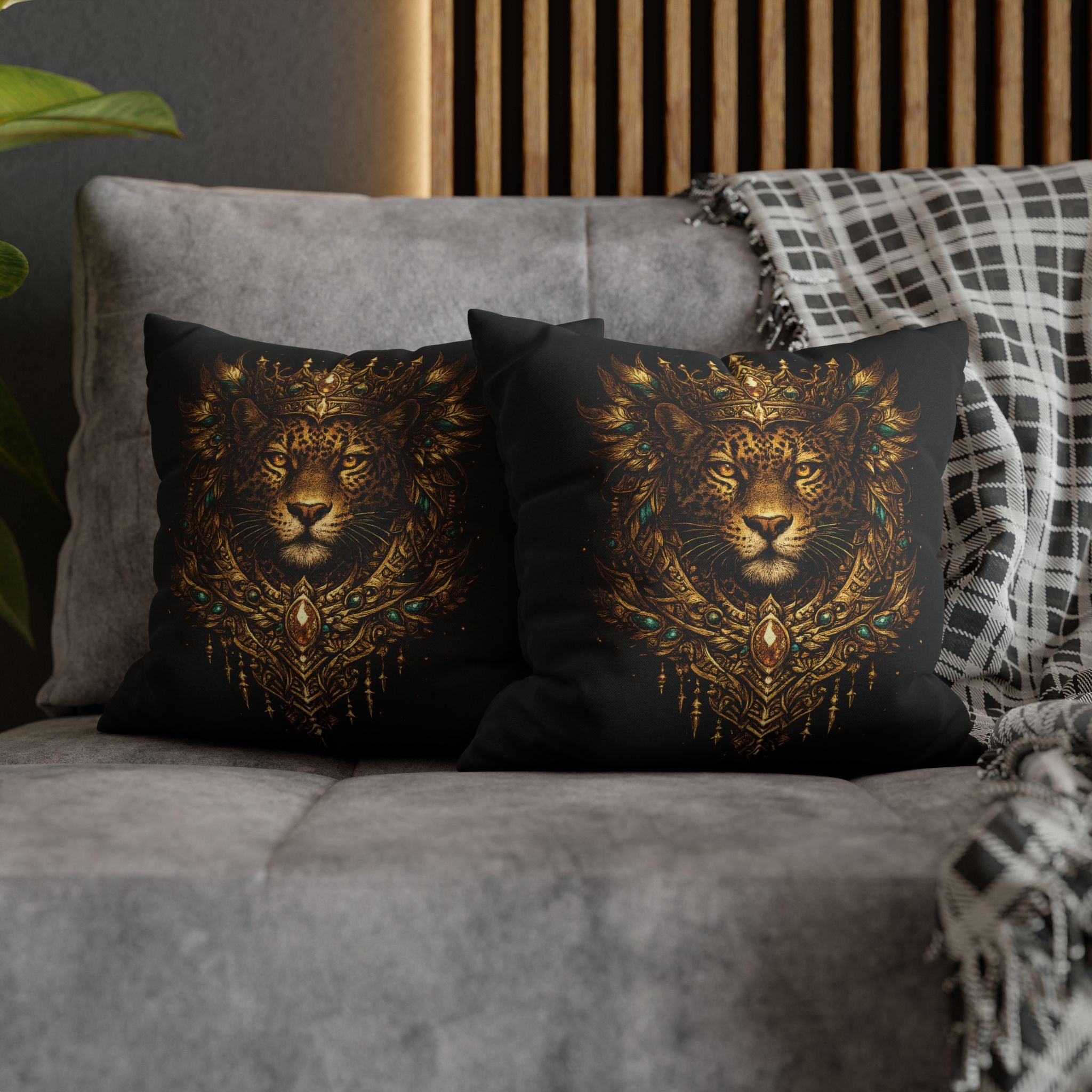 Golden Crowned Jaguar Decorative Pillow case