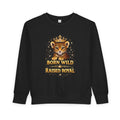 Toddler Sweatshirt - "Born Wild Raised Royal" Jaguar Cub Crowned Crewneck
