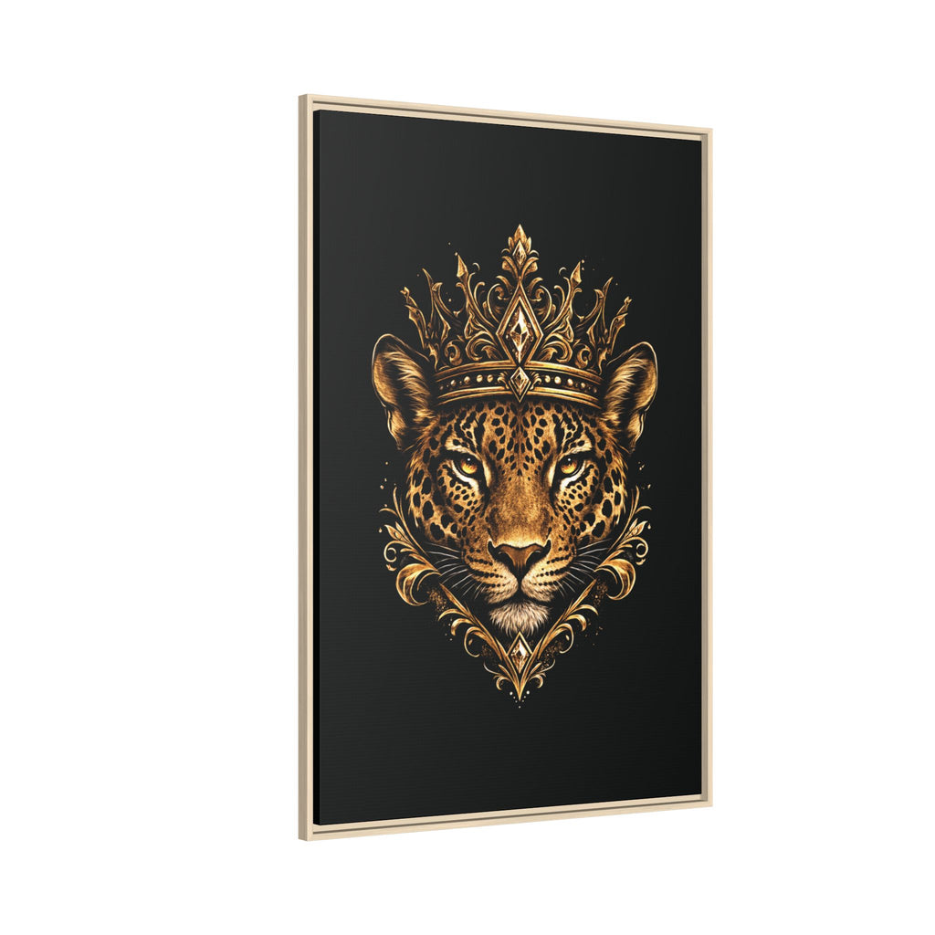 Golden Crowned Jaguar Matte Framed Canvas