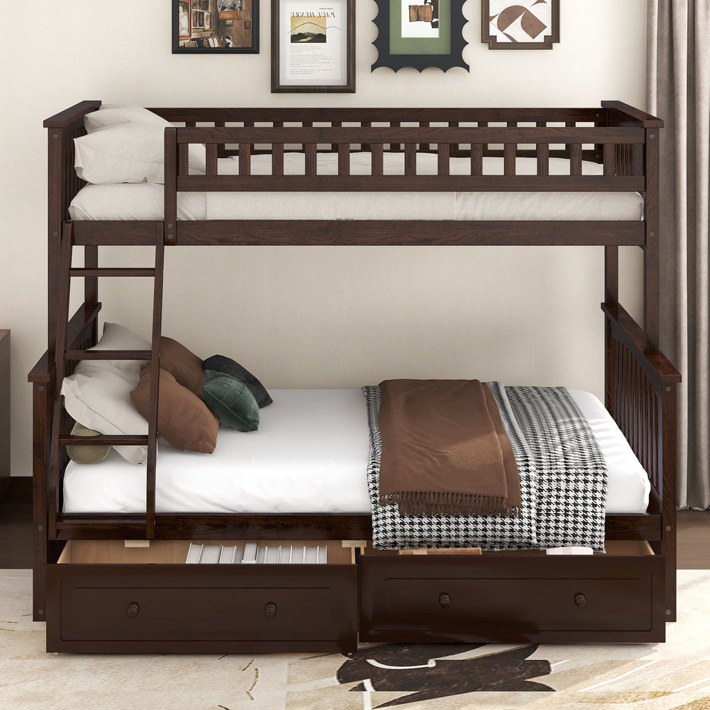 Convertible Storage Bunk Bed with Drawers - Twin Over Full