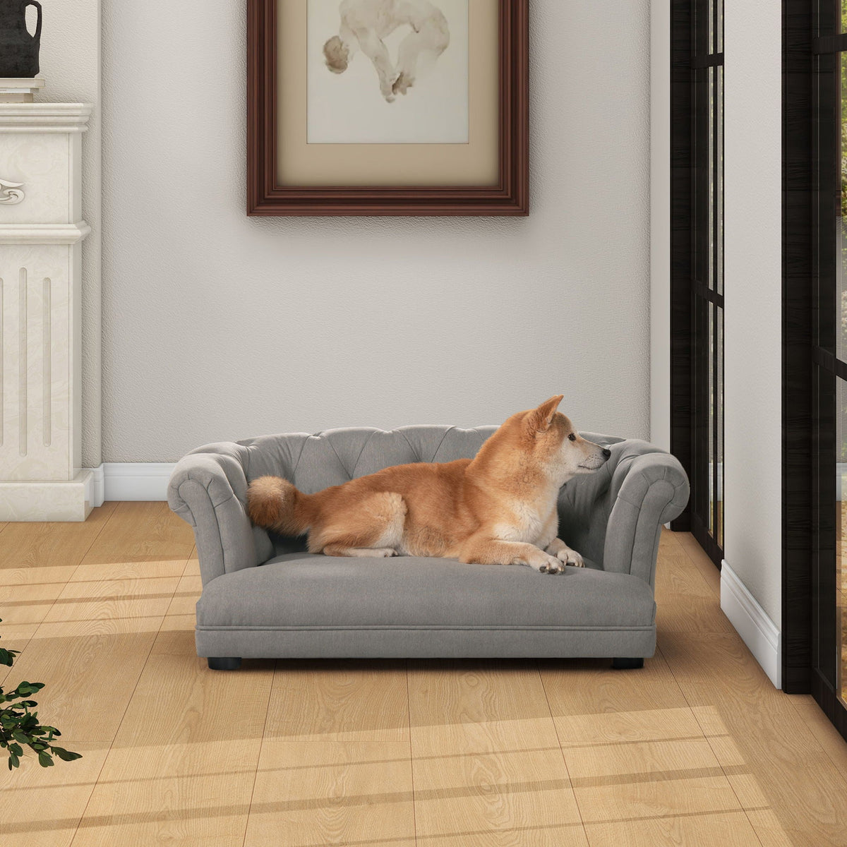 Chesterfield Dog Sofa Bed with High-Performance Upholstery - Medium
