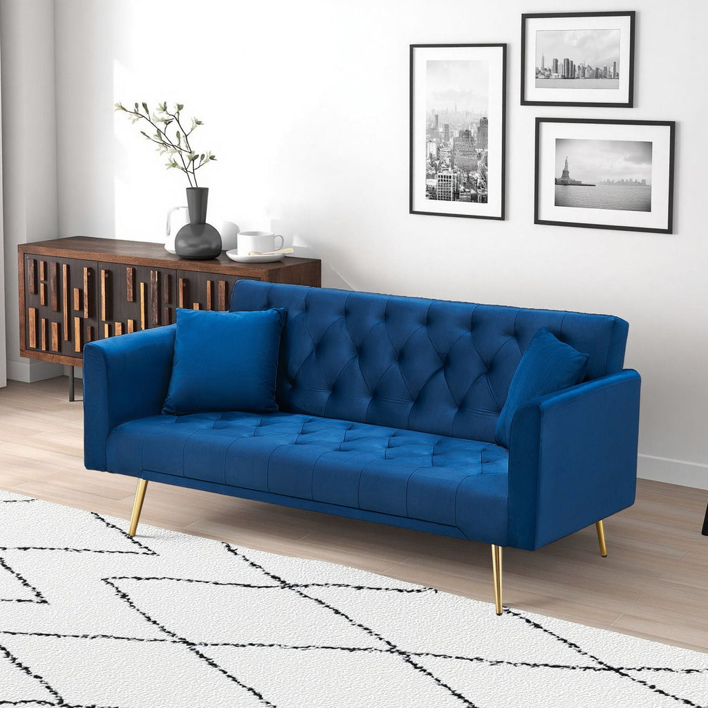 Convertible Fabric Futon Sofa Bed with Adjustable Positions - Multiple Colors