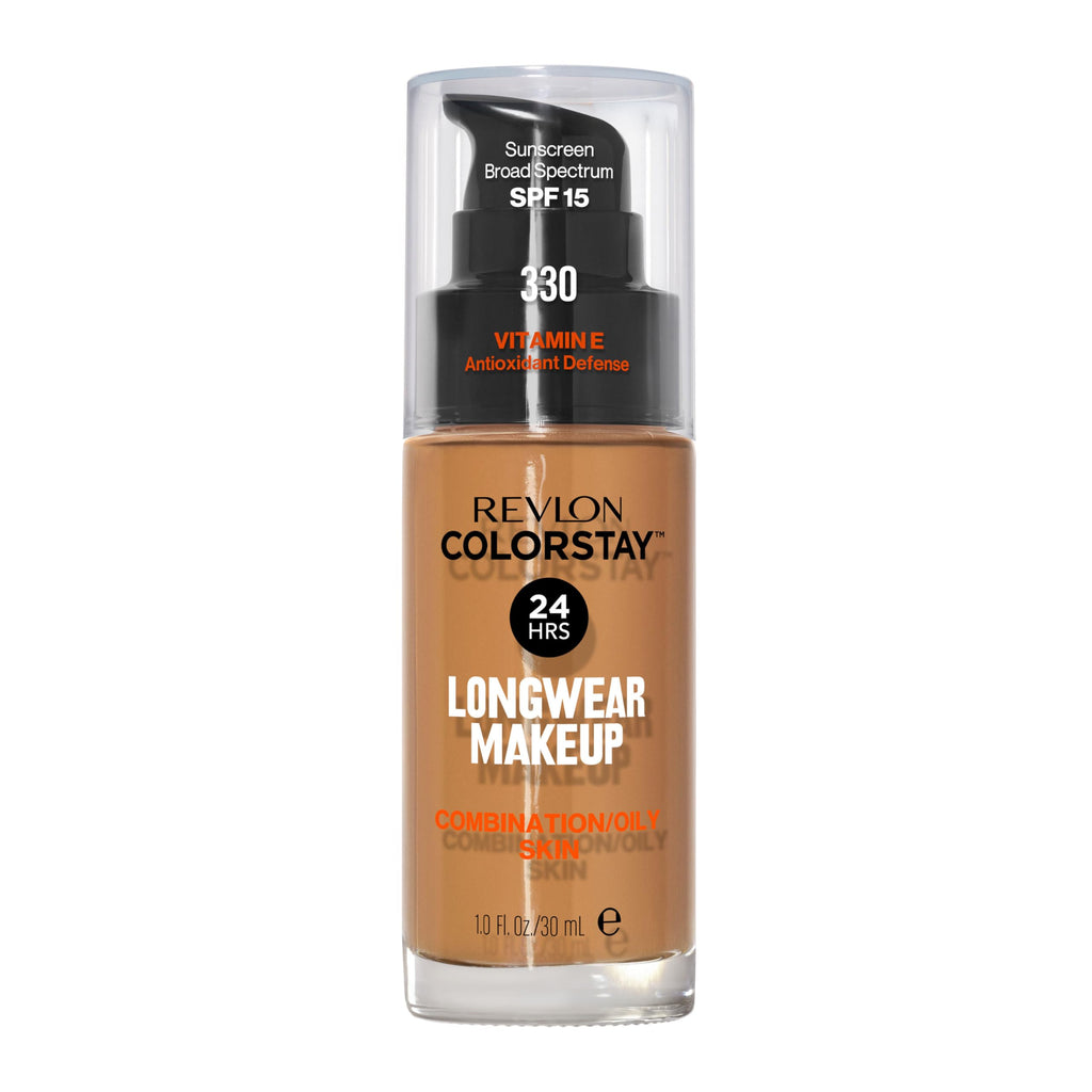 Revlon Liquid Foundation, ColorStay Face Makeup for Combination & Oily Skin, SPF 15, Medium-Full Coverage with Matte Finish, 180 Sand Beige, 1 Fl Oz