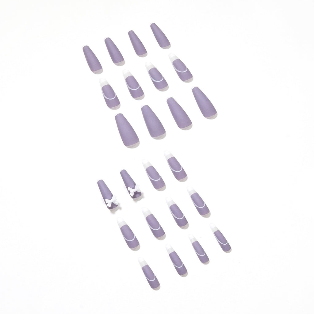 Purple French Bow Press-On Nails