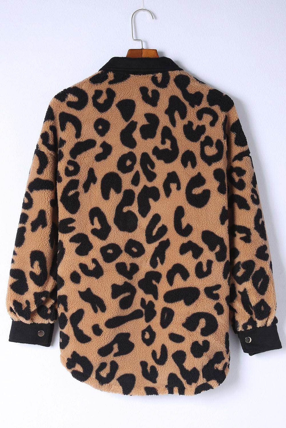 Leopard Button Up Long Sleeve Jacket for Stylish Comfort
