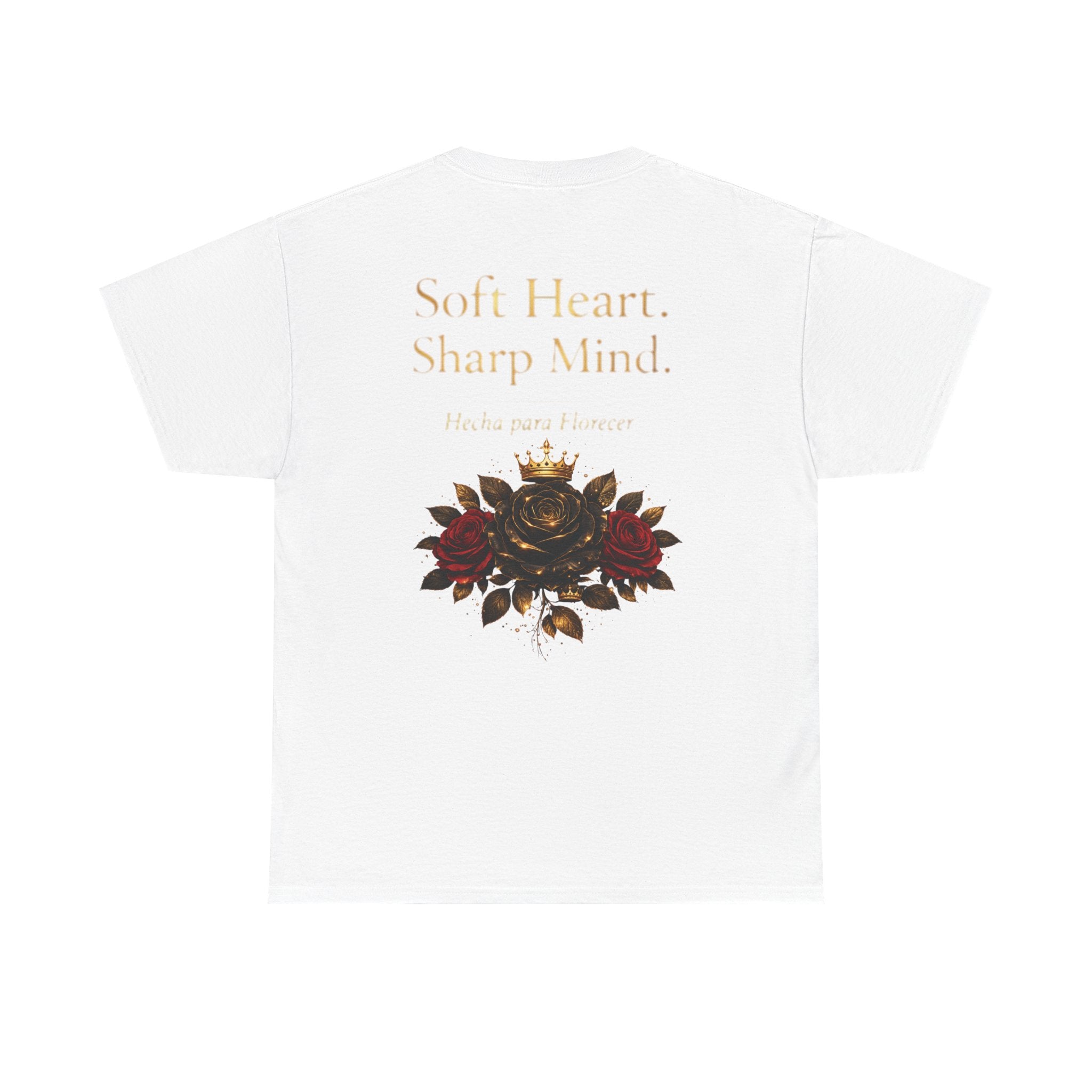 Soft Heart, Sharp Mind Tee — Floral Crown Graphic Cotton Shirt