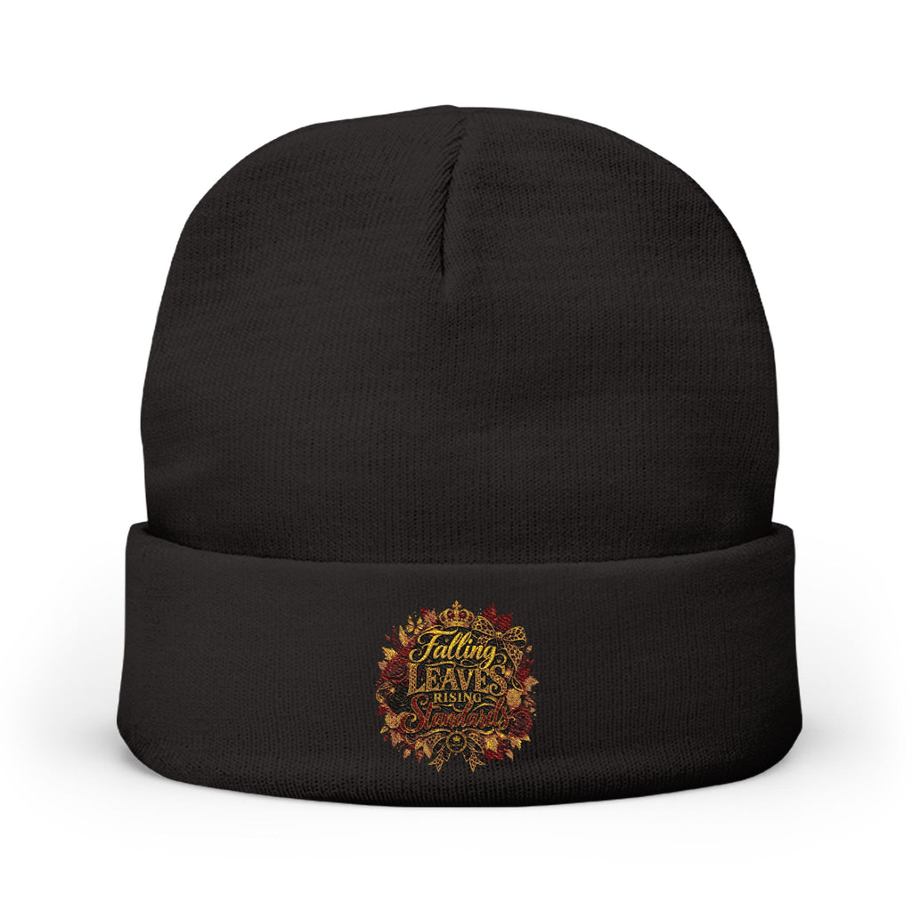 Falling Leaves, Rising Standards | Knit Beanie (Embroidery)