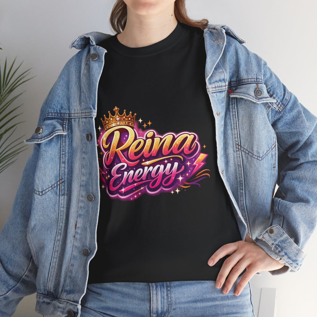 Reina Energy Tee | Crown Script Logo, Vibrant Retro Colors