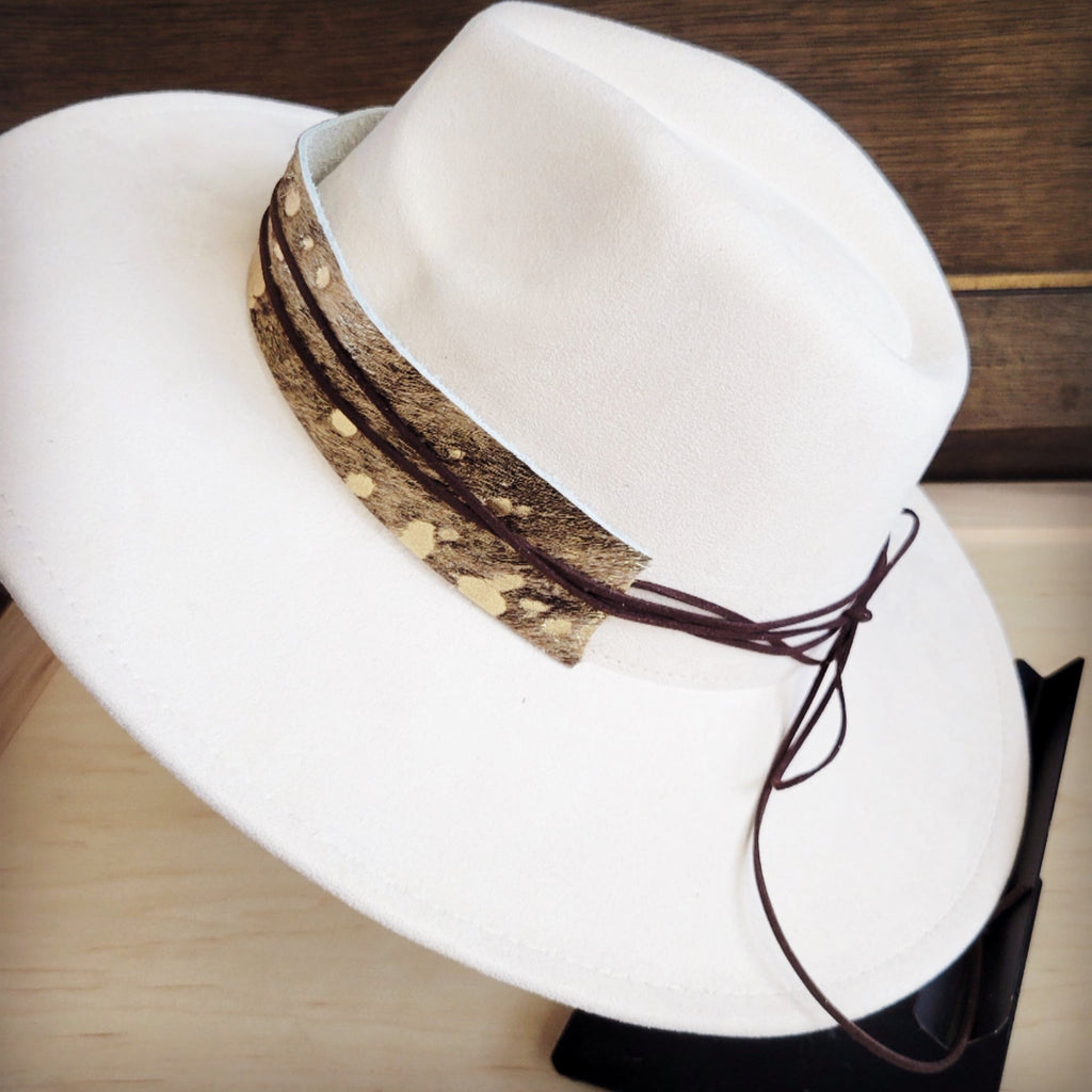 Wide Hair Hide Mixed Metallic Hat Band Only 954e