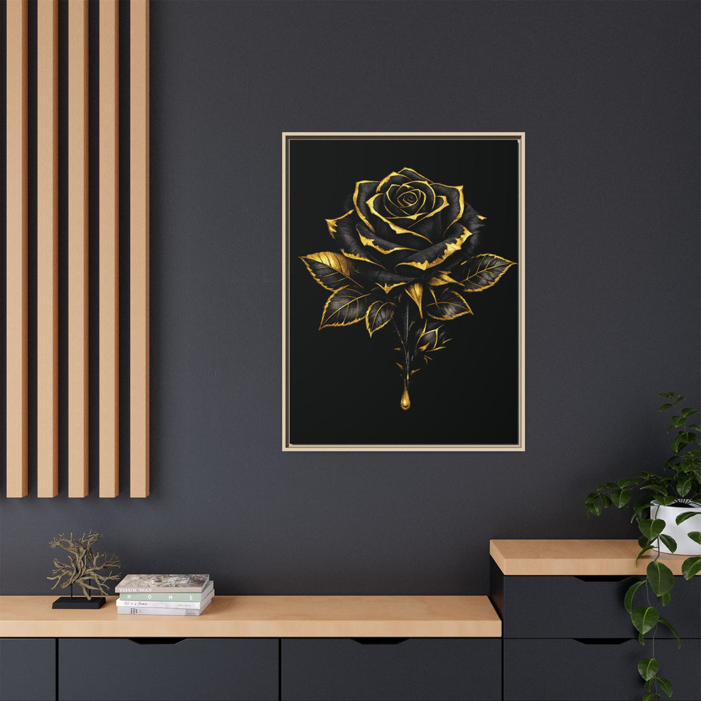“Bloom Into Power – Gold Rose Canvas” Matte Canvas Wall Art