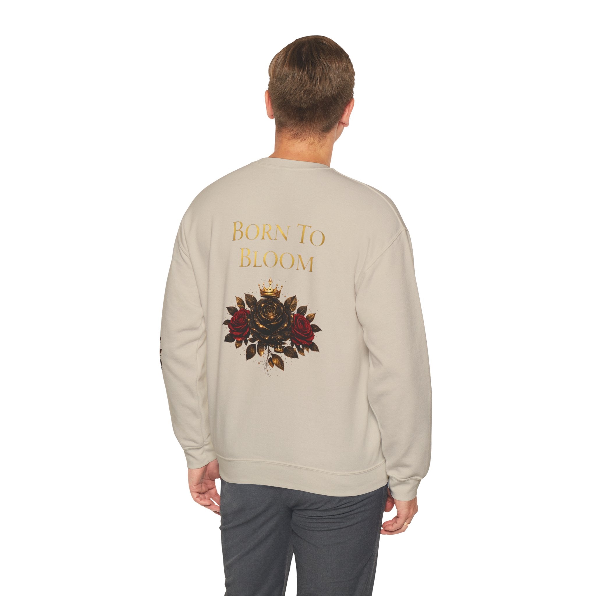 Born to Bloom Crewneck Sweatshirt — Floral Crown Rose Graphic