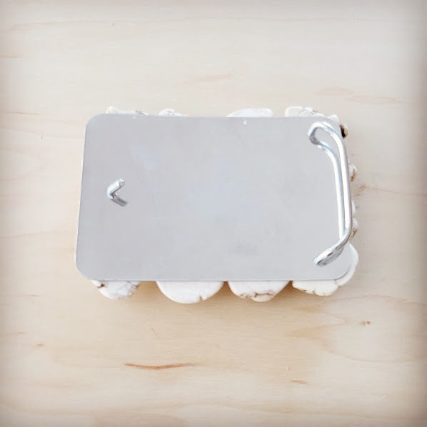 White Turquoise Slab Belt Buckle-Large 902n