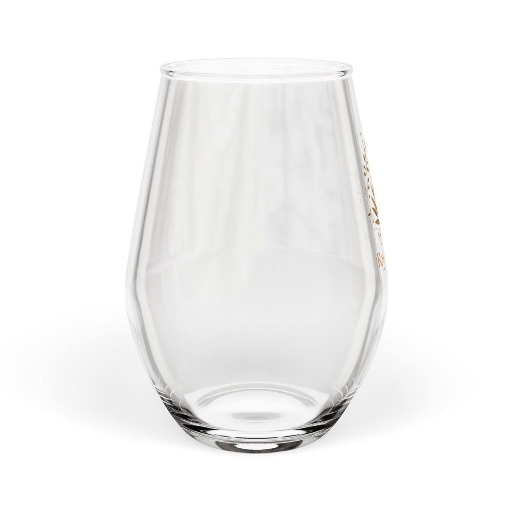 Stemless Wine Glass - "Raíces de Jalisco" Gold Agave Crest, 11.75 oz