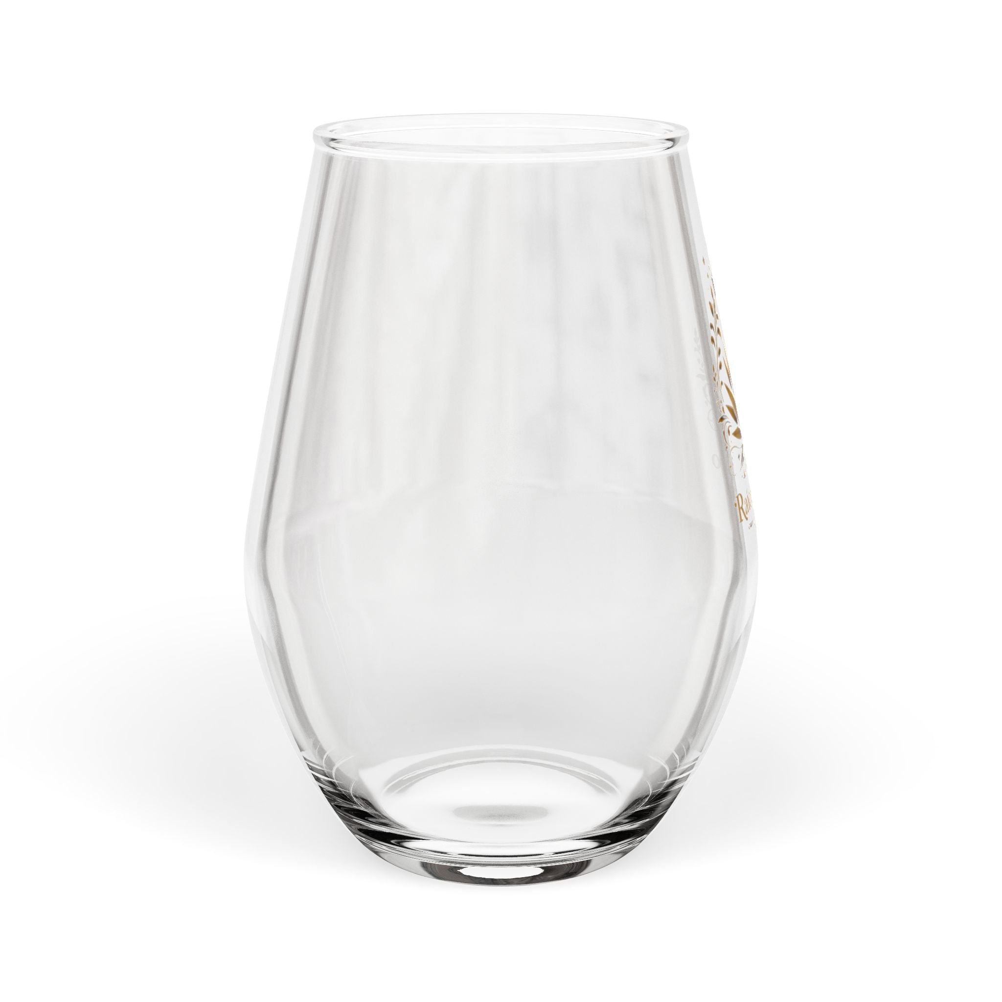Stemless Wine Glass - "Raíces de Jalisco" Gold Agave Crest, 11.75 oz