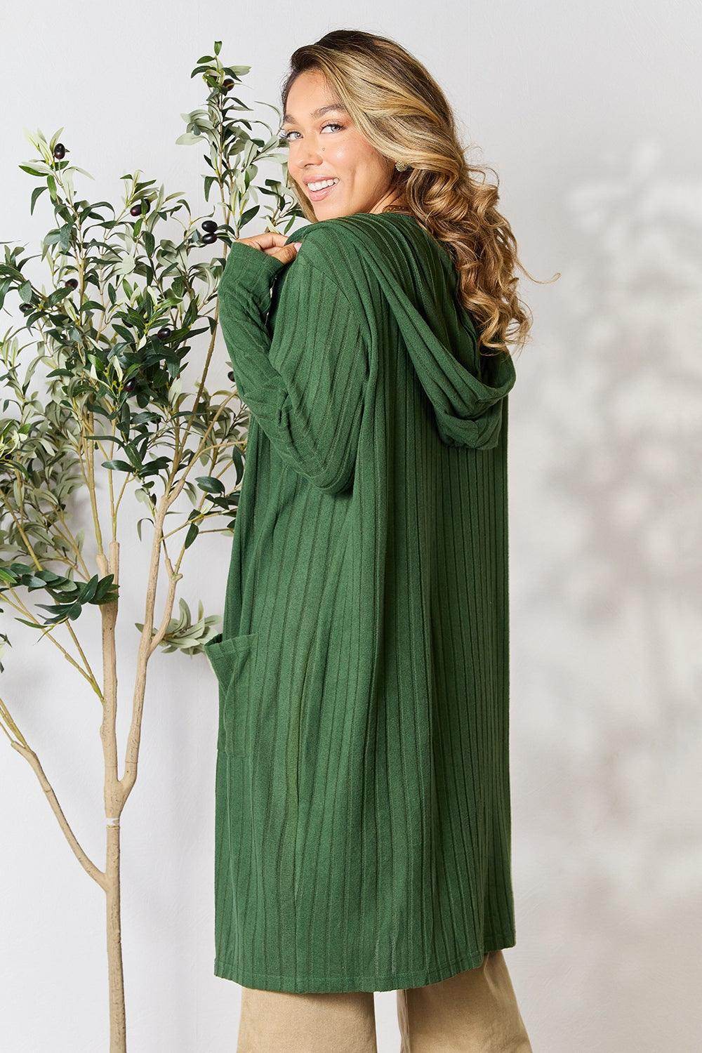 Basic Bae Full Size Hooded Sweater Cardigan for Women