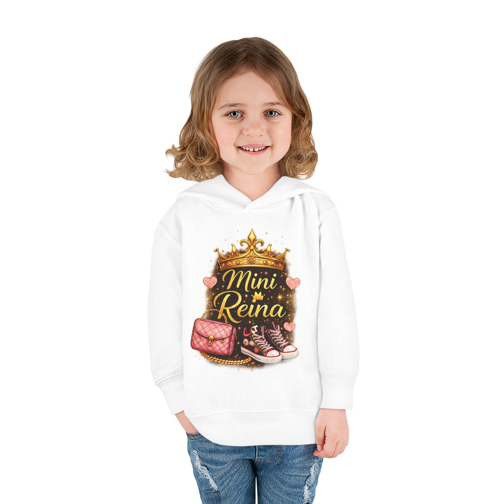 Toddler Hoodie - "Mini Reina" Crown & Shoes Pullover for Baby Girls