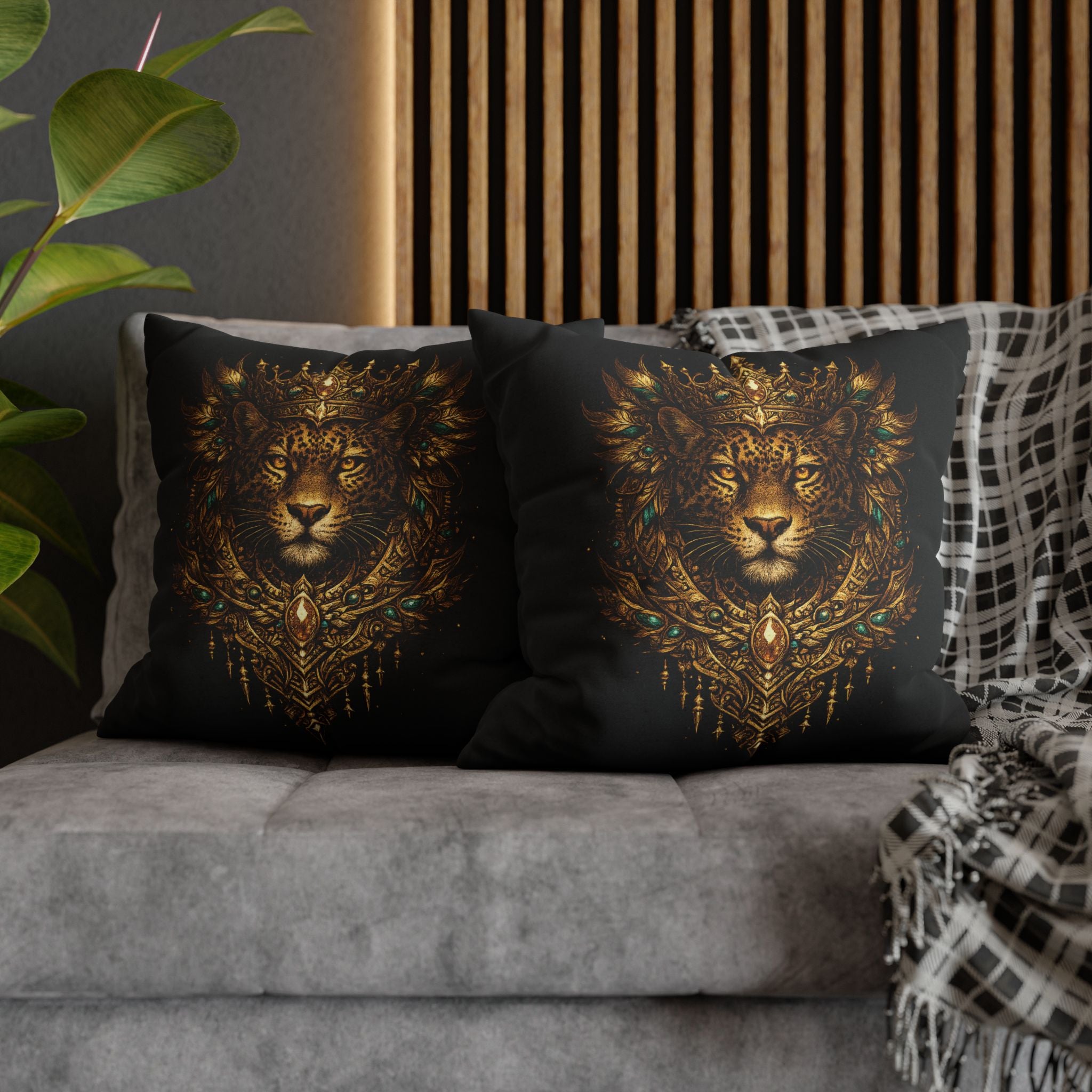 Golden Crowned Jaguar Decorative Pillow case