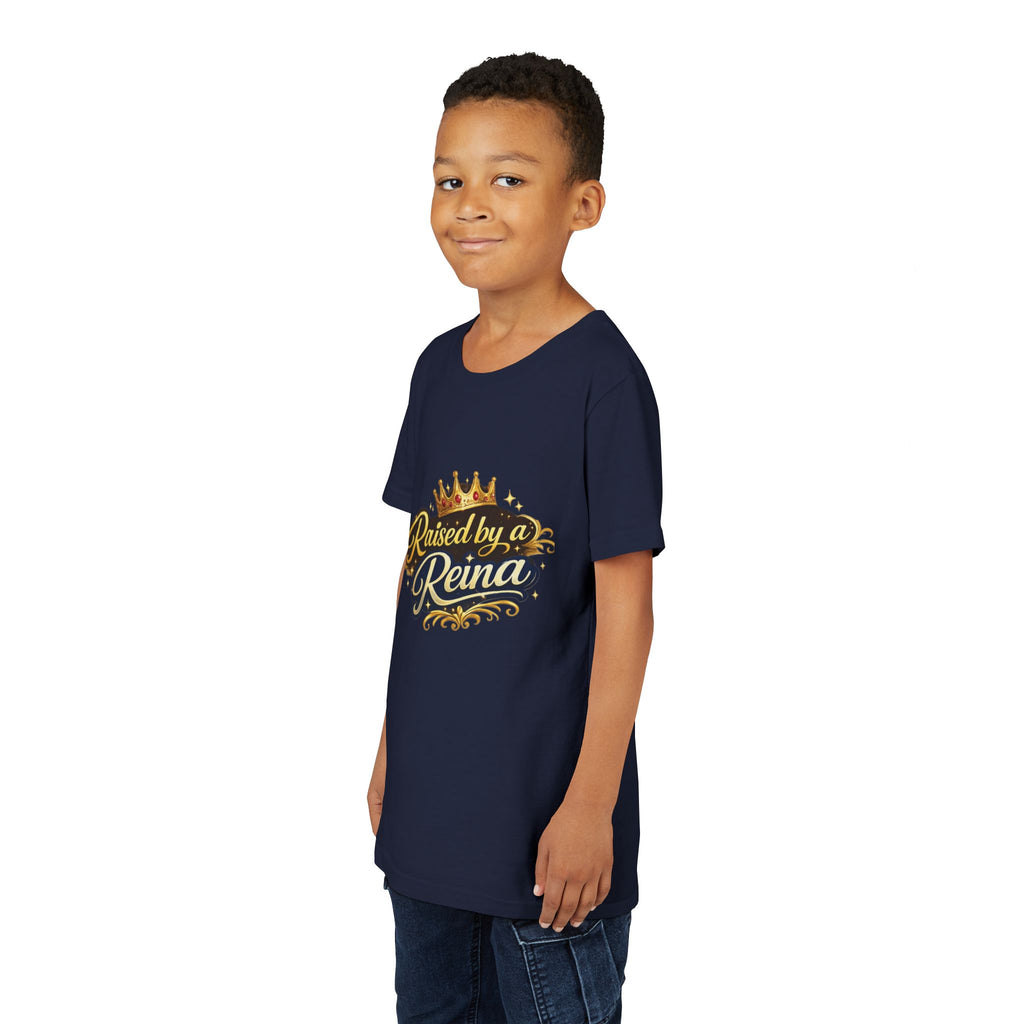 Youth Tee — "Raised by a Reina" Crowned Princess Shirt