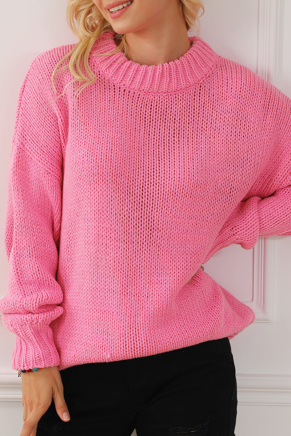 Chunky Drop-Shoulder Turtleneck Sweater