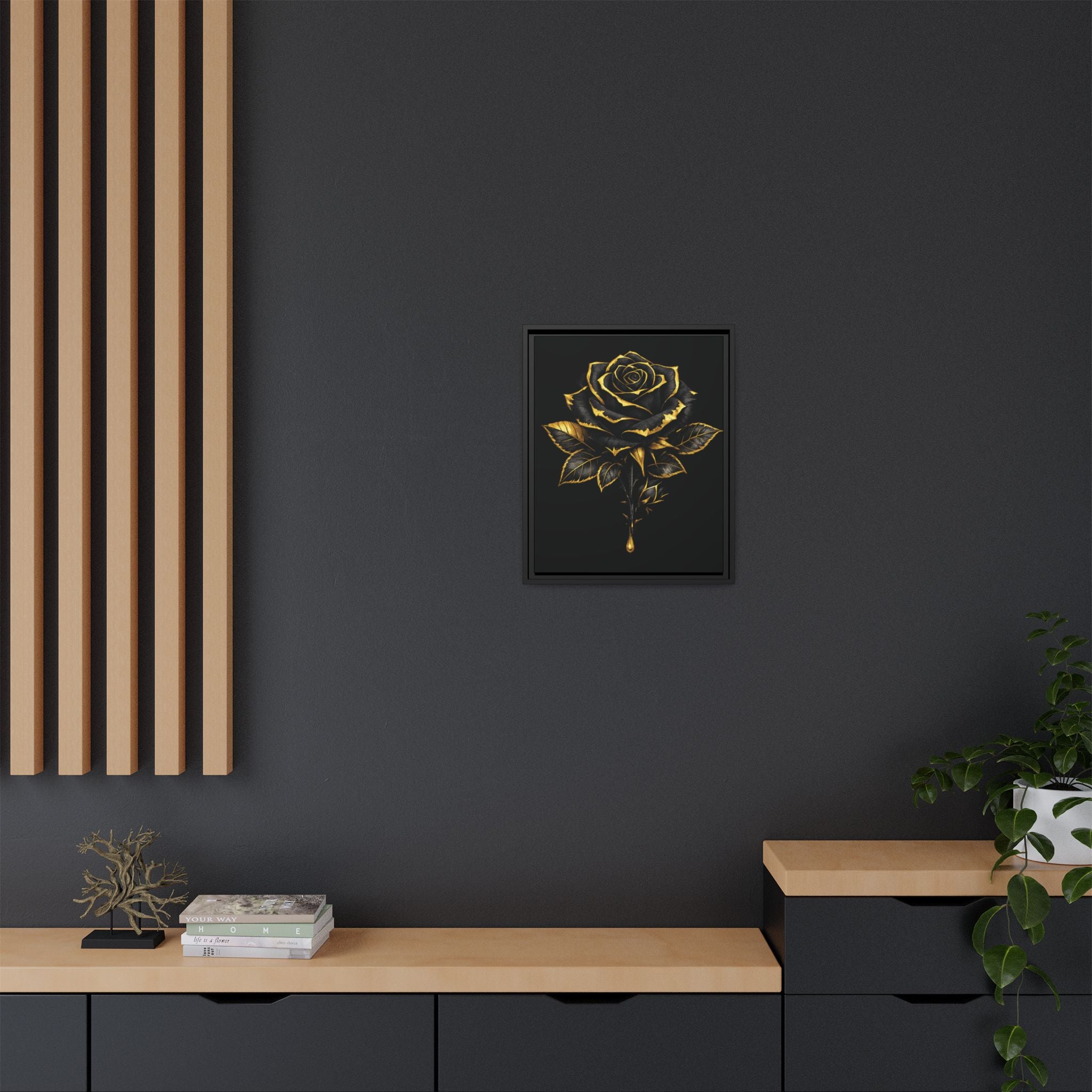 “Bloom Into Power – Gold Rose Canvas” Matte Canvas Wall Art