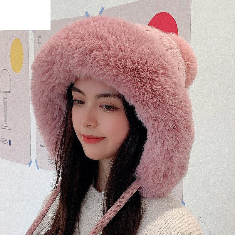 Houndstooth Pom-Pom Knit Winter Hat