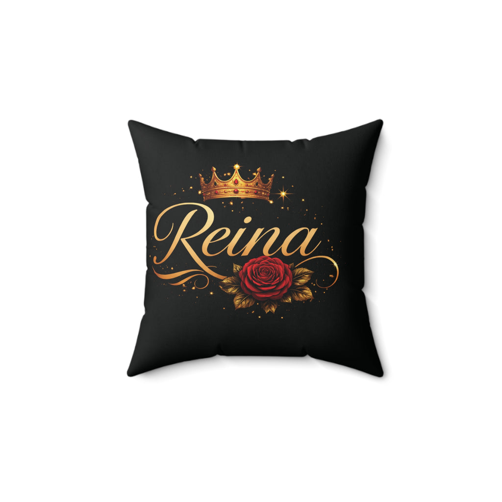 Reina Decorative Pillow — Crown & Rose Accent Throw Pillow
