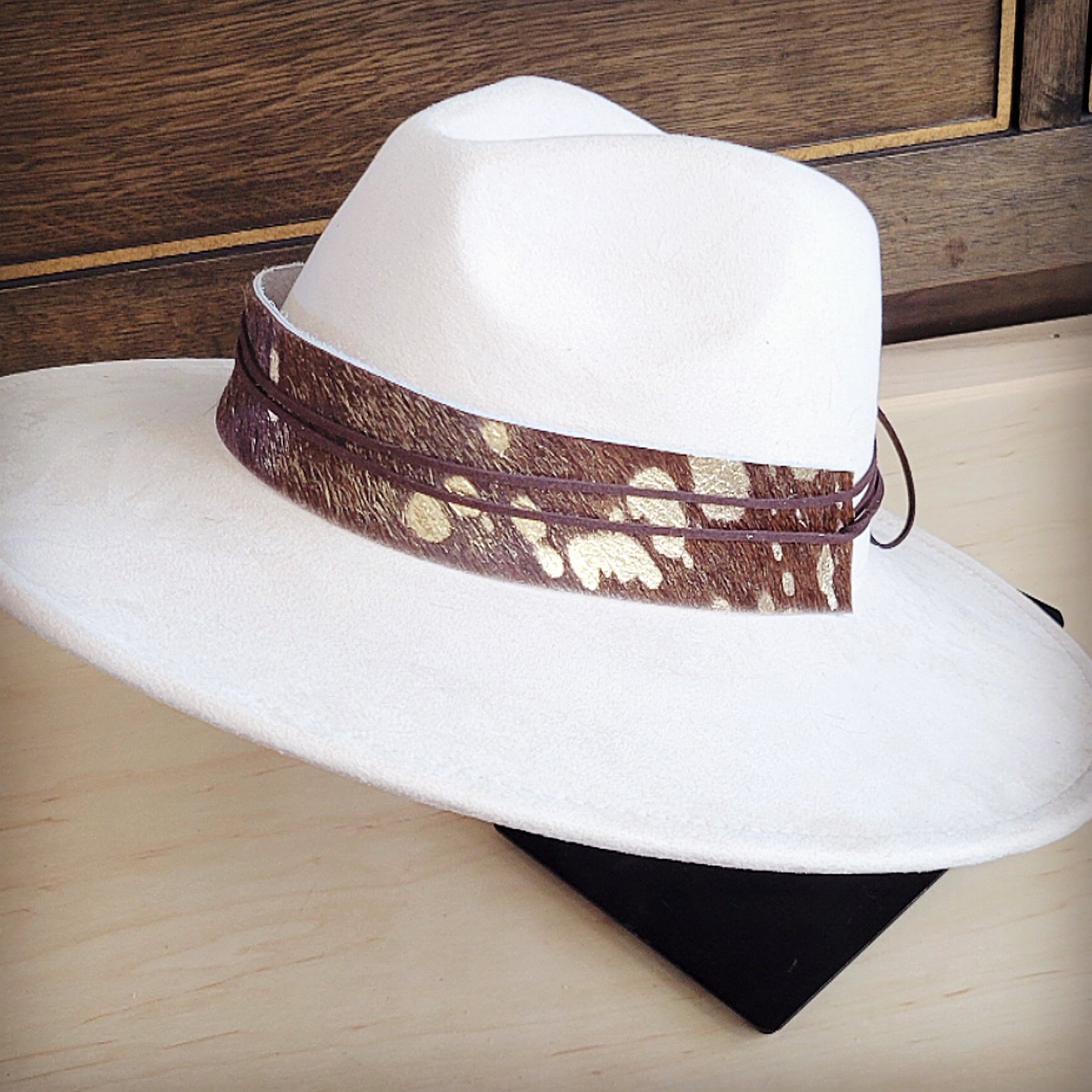 Wide Hair Hide Mixed Metallic Hat Band Only 954e