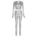 Metallic Mesh Two-Piece Pants Set