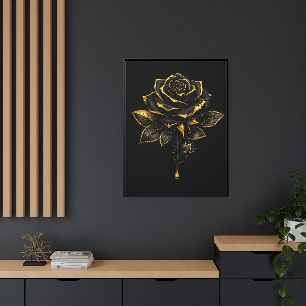 “Bloom Into Power – Gold Rose Canvas” Matte Canvas Wall Art