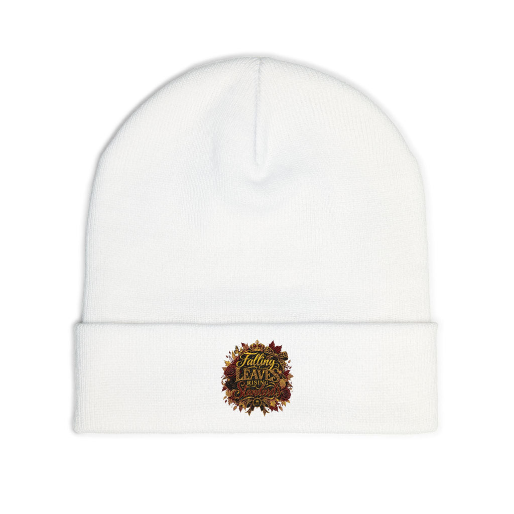 Falling Leaves, Rising Standards | Knit Beanie (Embroidery)