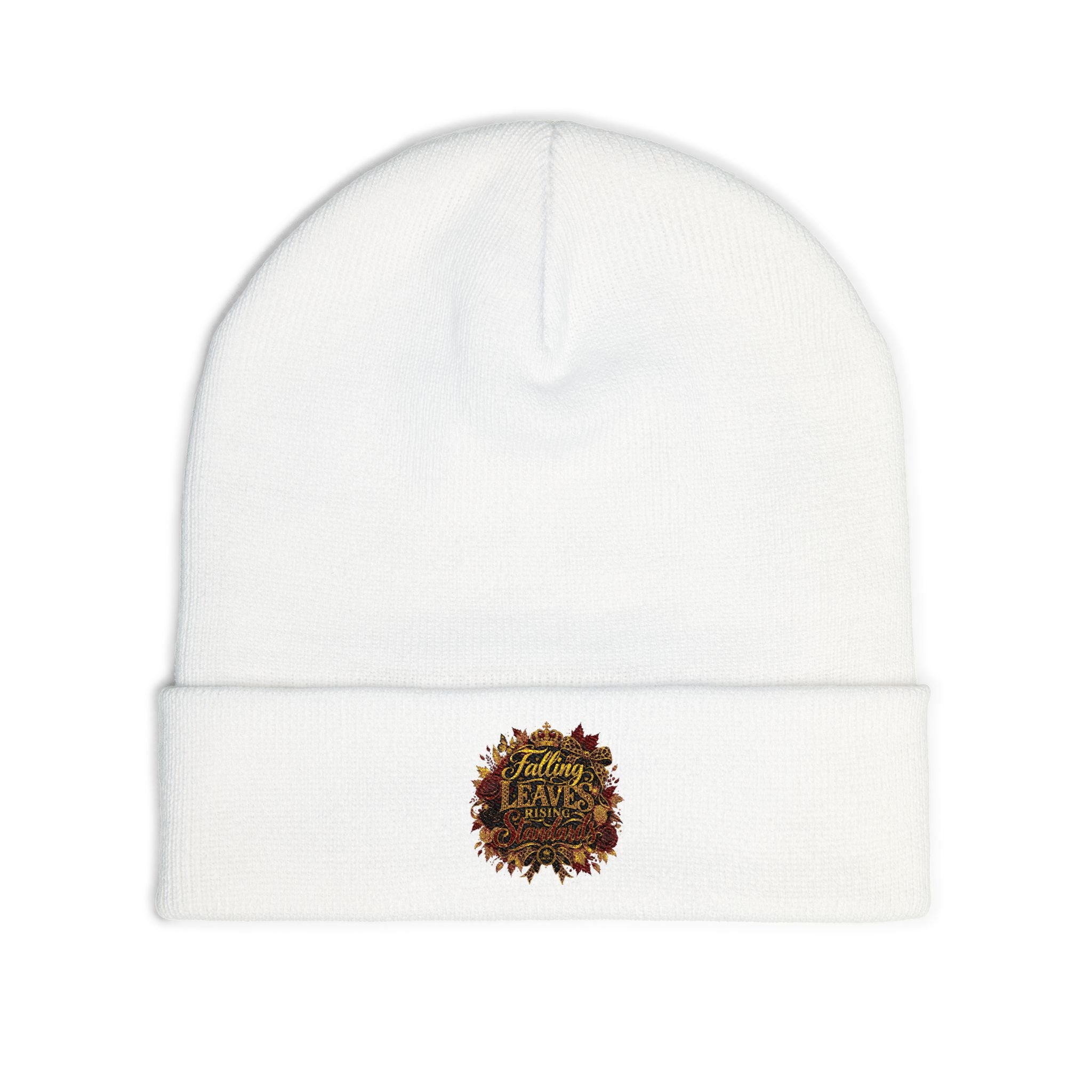 Falling Leaves, Rising Standards | Knit Beanie (Embroidery)