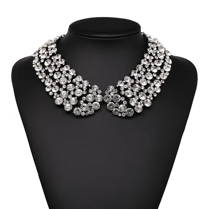 JURAN Fashion Crystal Collar-Style Necklace Choker Collar Bib Statement Simulated Pearl Necklaces for Women Jewelry Trend
