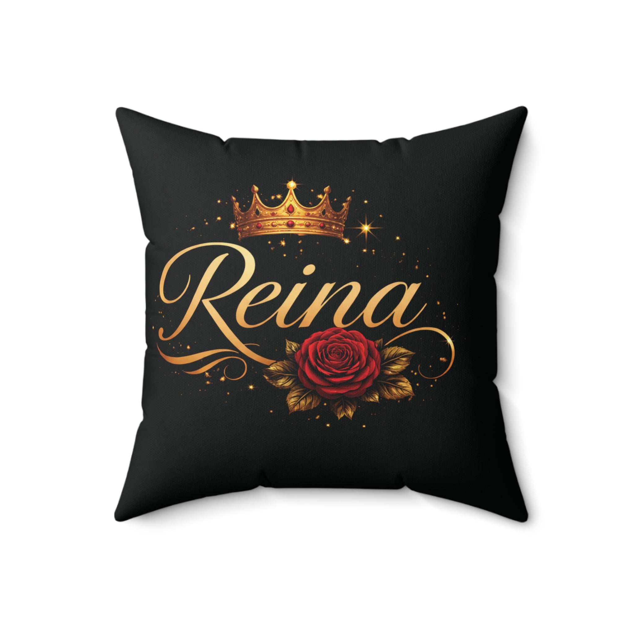 Reina Decorative Pillow — Crown & Rose Accent Throw Pillow