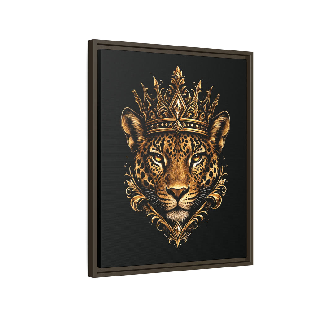 Golden Crowned Jaguar Matte Framed Canvas