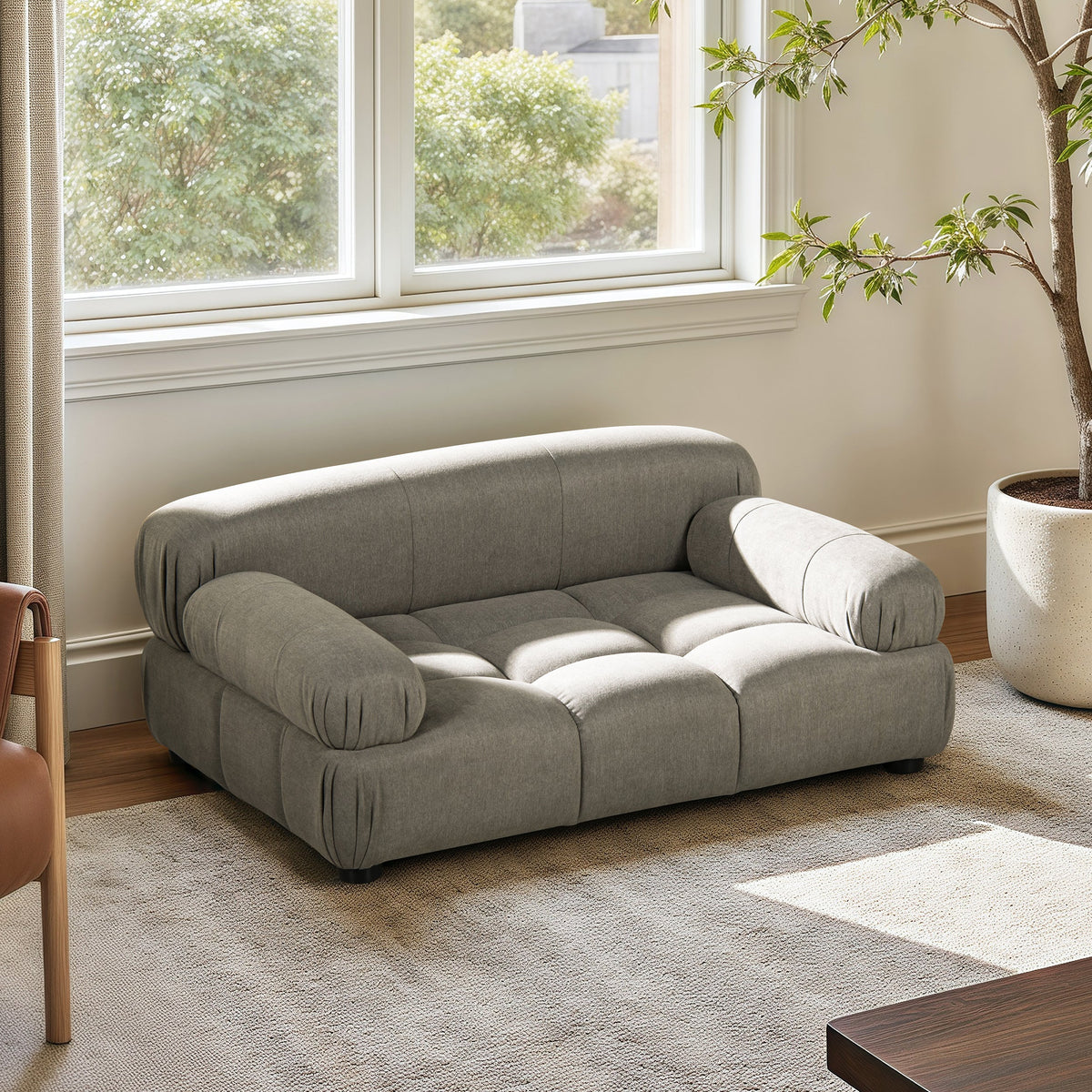 Uptown Gray Modern Pet Bed with Bolstered Arms - Small to Medium