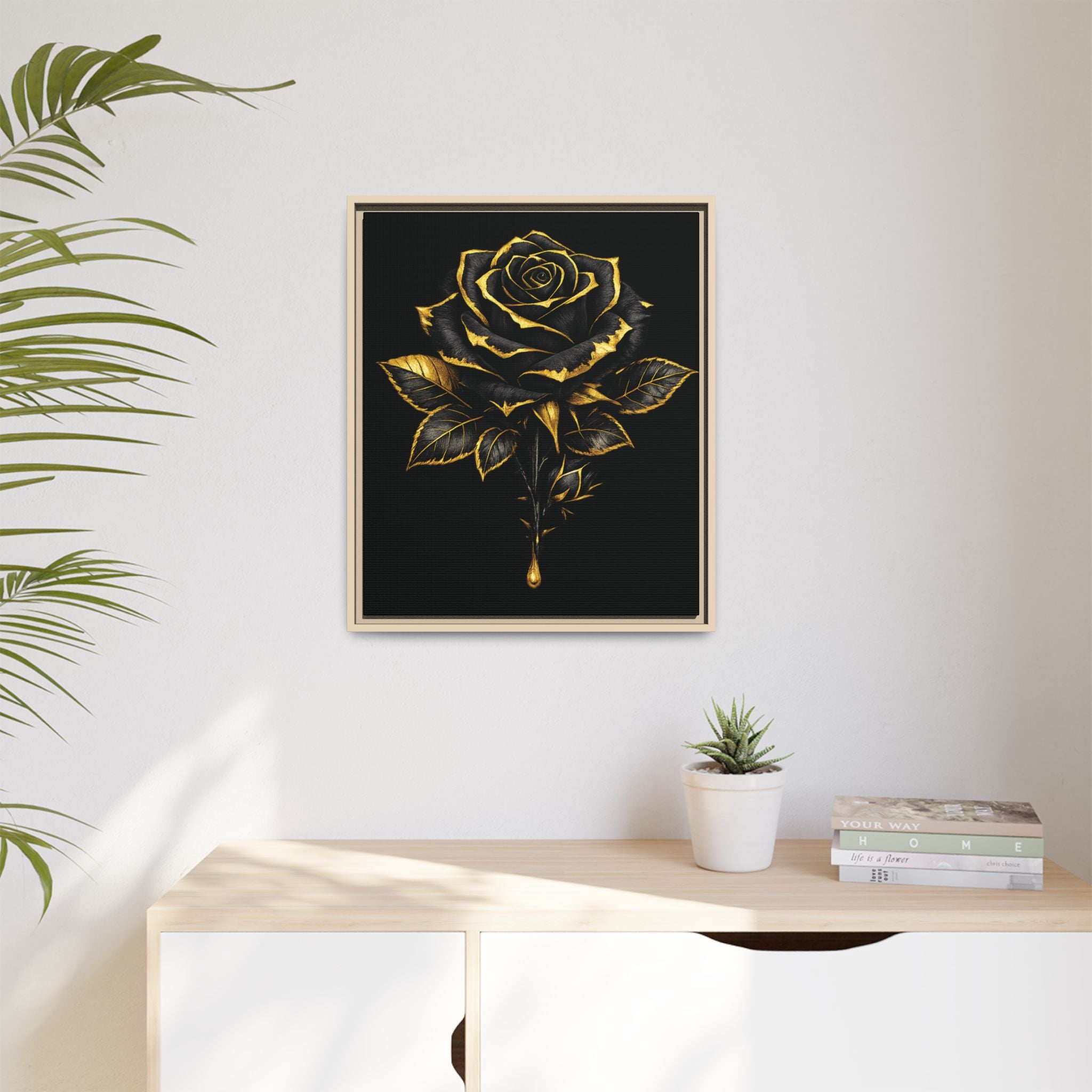 “Bloom Into Power – Gold Rose Canvas” Matte Canvas Wall Art