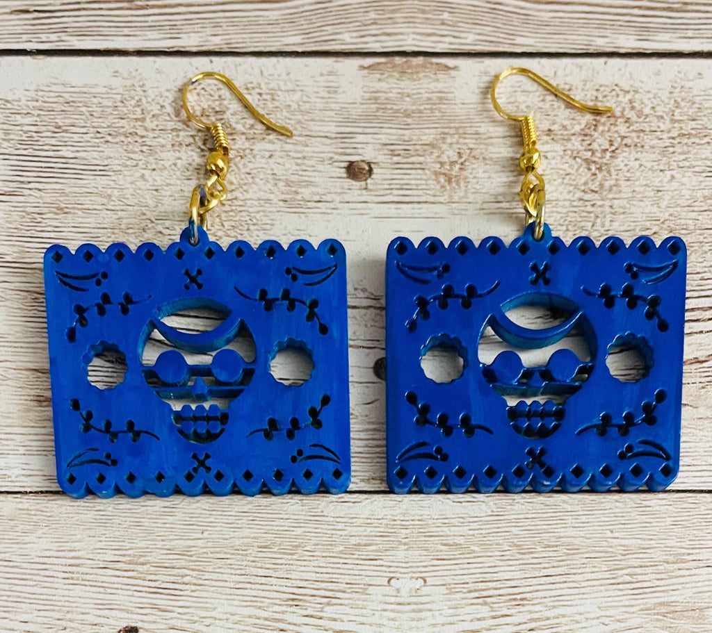 2x Day of the Dead Earrings 2 Pares de Aretes de Dia de Muerto
