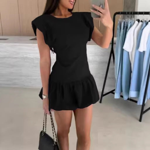 Ruffle Short-Sleeve Midi Dress