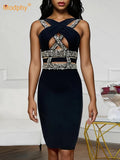 Rhinestone Cutout Bandage Dress