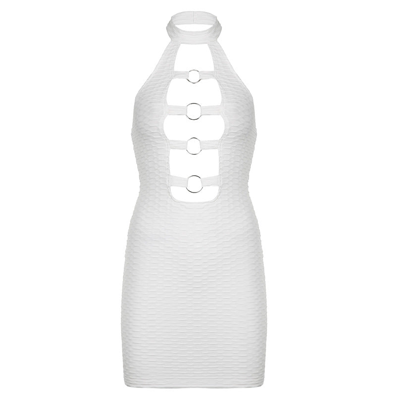 Ring Detail Halter Mini Dress