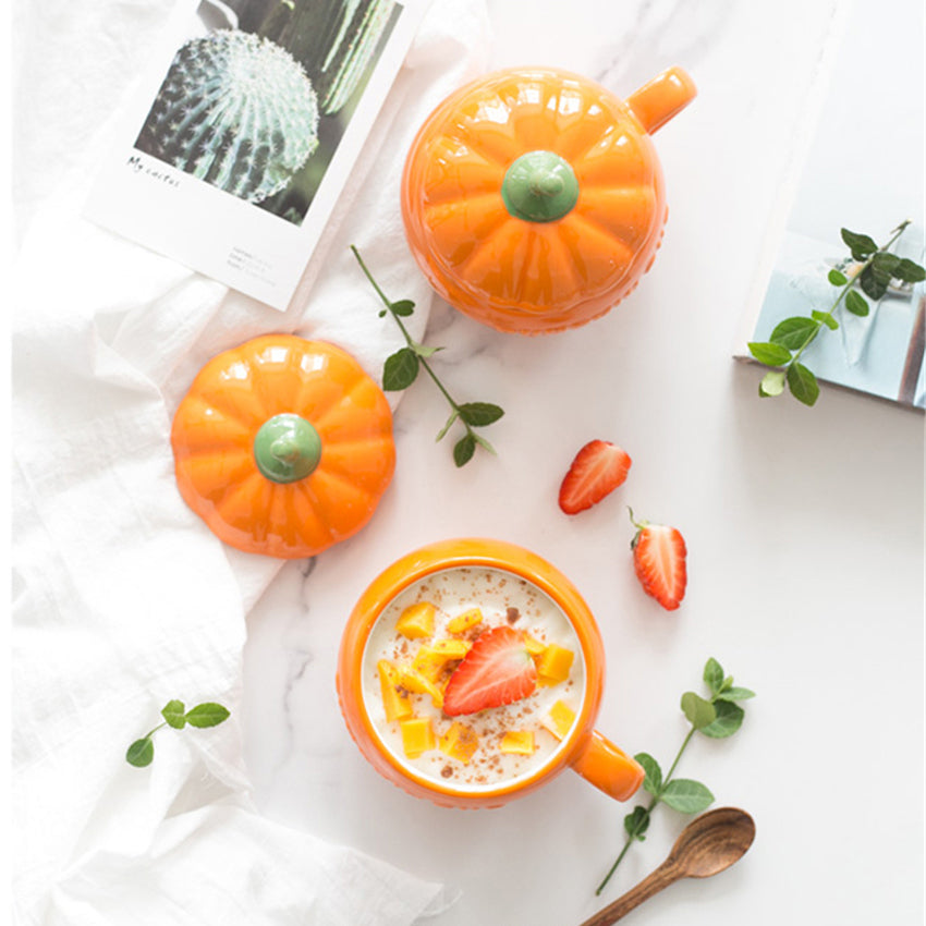 Pumpkin Ceramic Mug with Lid