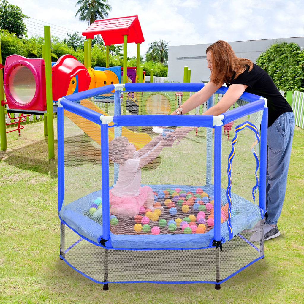 55-Inch Kids' Trampoline with Safety Enclosure | Blue