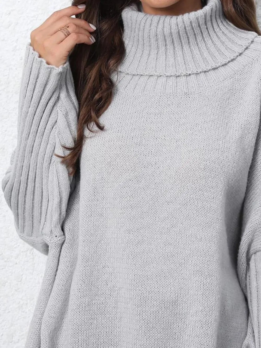 Button-Detail Turtleneck Sweater